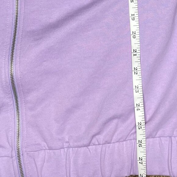 Zara Women's Spring Summer Lavender Ruffle Zip Up Long Balloon Sleeve Hoodie S - Picture 10 of 12